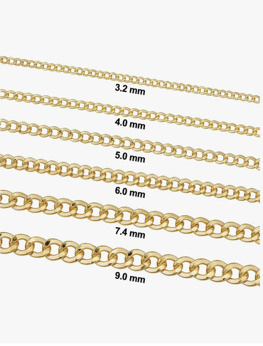 Kt Solid Yellow Gold Cuban Curb Link Chain Necklaces for Women and Men with Different Sizes (2.7mm, 3.6mm, 4.5mm, or 5.5mm) 2.7mm
