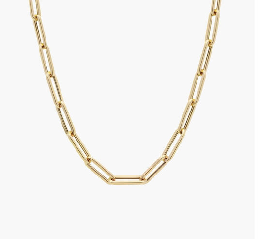 " inch Medium Paperclip Necklace In 14k Italian Yellow Gold (4 Mm)