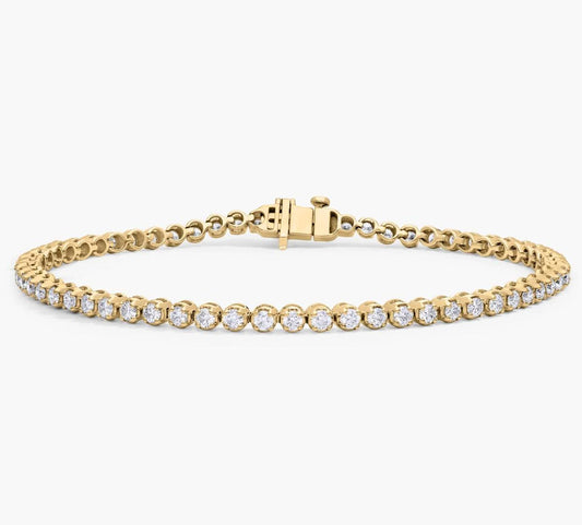 " Four Prong Lab-Grown Diamond Tennis Bracelet In 14K Yellow Gold (2Ct. Tw. - F-G / VS2-SI1)