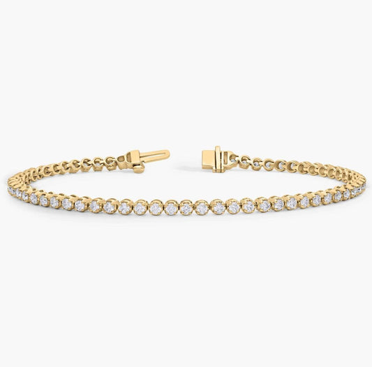 " Four Prong Lab-Grown Diamond Tennis Bracelet In 14K Yellow Gold (3 Ct. Tw. - F-G / VS2-SI1)