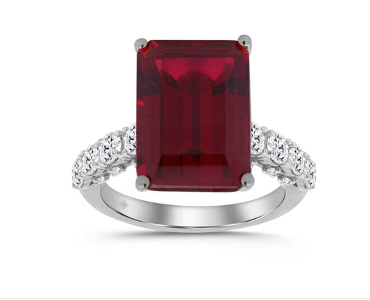 METAL COLOR YELLOW GOLD METAL TYPE 14K DIAMOND SHAPE 2 EMERALD DIAMOND GENDER LADIES PRODUCT TYPE RING 14K WHITE GOLD 1.00CT ROUND/RUBY EMERALD DIAMOND LADIES RING