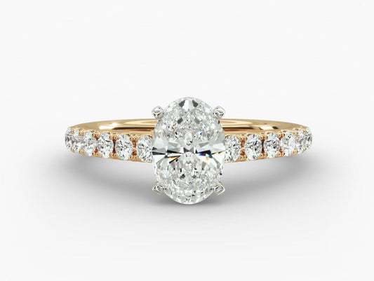 Diamond Engagement Ring In Oval shape 14KT Yellow Gold (1/2 Ct. Tw.)