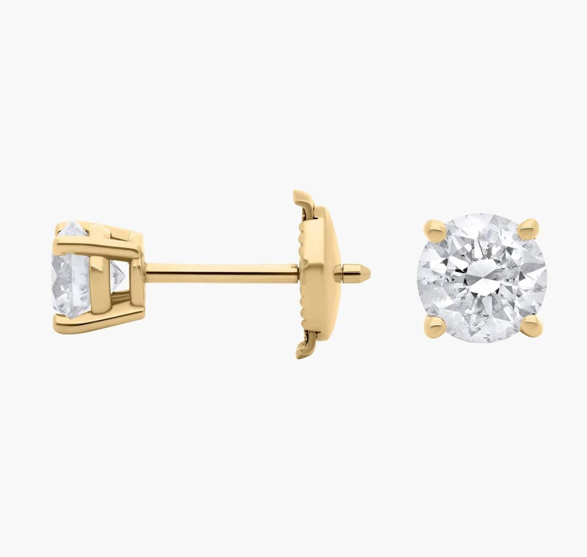 Diamond Stud Earrings In 14k Yellow Gold (1.00Ct. Tw.)