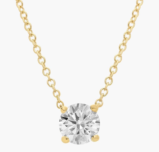 Four Prong Basket Solitaire Lab Grown Diamond Pendant In 14K Yellow Gold (2 Ct. Tw. - F-G / VS2-SI1)