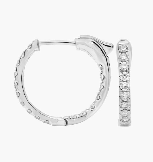 Inside Out Round Hoops, 1/2 Inch Diameter In 14K white gold Gold (1/2 Ct. Tw. - H-I / SI1-SI2) Natural Price for 0.25 ct