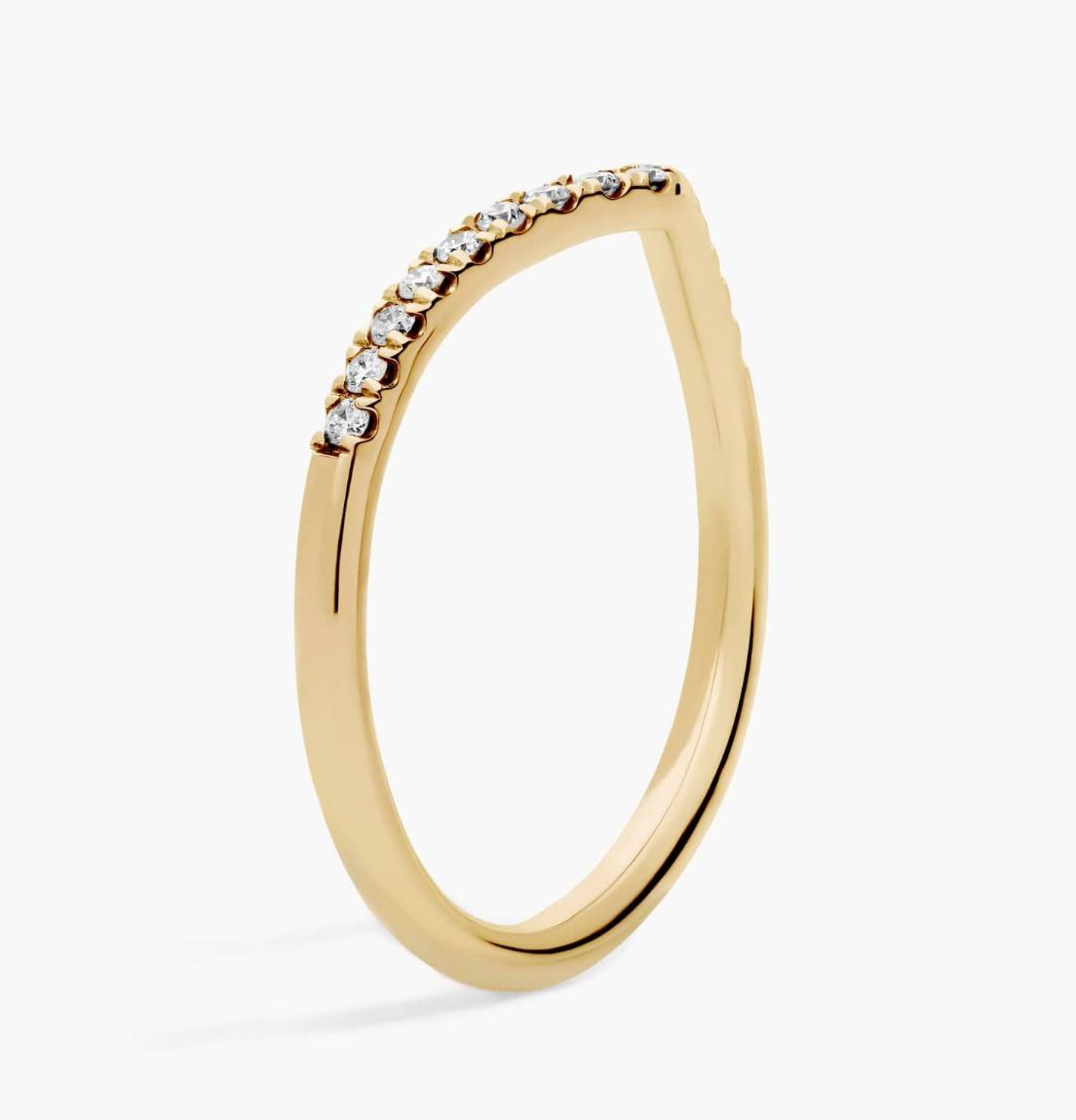 Diamond Chevron Stackable Fashion Ring In 14k Yellow Gold (1/10 Ct. Tw.)