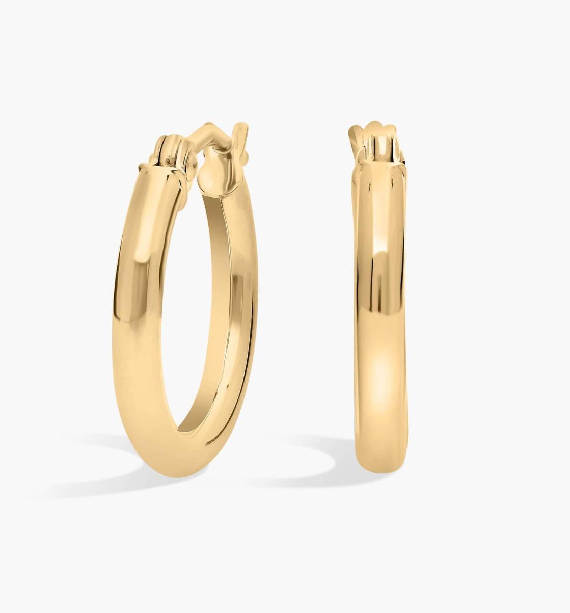 Small Hoop Earrings In 14k Yellow Gold (2 X 15 Mm)