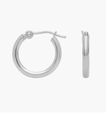 Small Hoop Earrings In 14k White Gold (2 X 15 Mm)