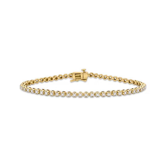 " Four Prong Lab-Grown Diamond Tennis Bracelet In 14K Yellow Gold (7 Ct. Tw. - F-G / VS2-SI1)