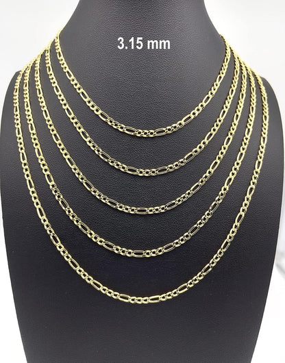 KT Gold Figaro Chain - 2mm 2.45mm 3.15mm 4.1mm 5.1mm 5.7mm Diamond Cut Cuban Link Figaro Necklace For Men - Yellow /White Gold Pendant Necklace For Women with Lobster Clasp 16" 18" 20" 22" 24" 26" 28"