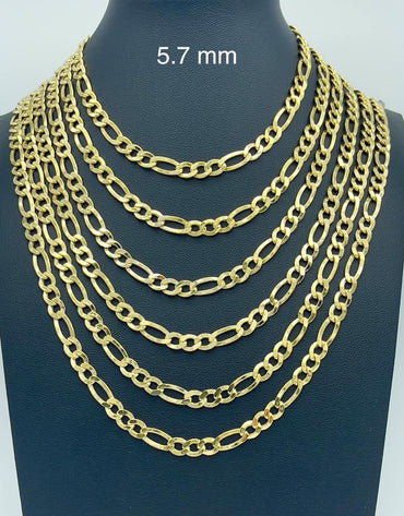 KT Gold Figaro Chain - 2mm 2.45mm 3.15mm 4.1mm 5.1mm 5.7mm Diamond Cut Cuban Link Figaro Necklace For Men - Yellow /White Gold Pendant Necklace For Women with Lobster Clasp 16" 18" 20" 22" 24" 26" 28" 5.7 mm