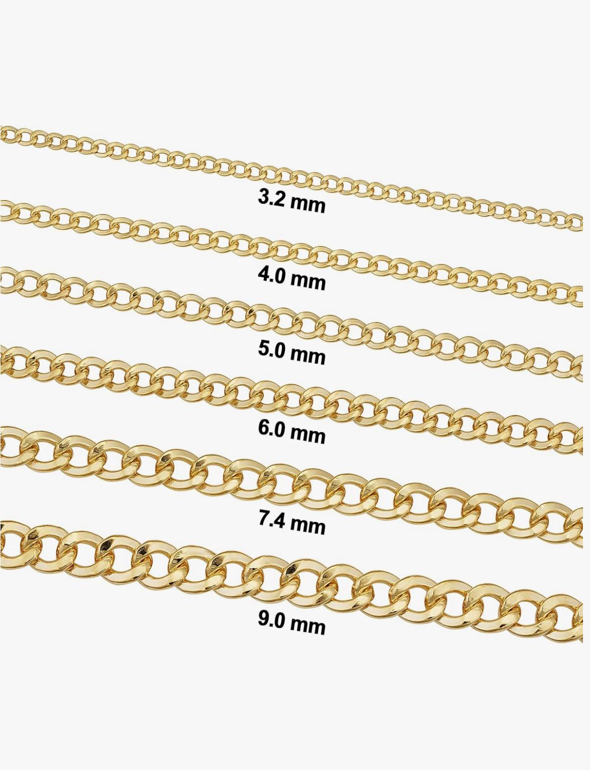 Kt Solid Yellow Gold Cuban Curb Link Chain Necklaces for Women and Men with Different Sizes (2.7mm, 3.6mm, 4.5mm, or 5.5mm) 2.7mm