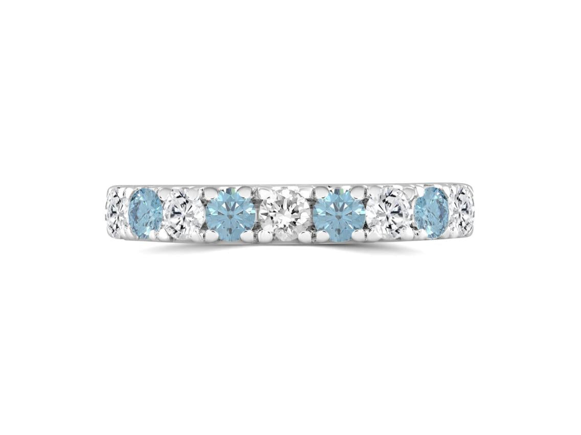 K WHITE GOLD 1.00CT BLUETOPEZ & ROUND DIAMOND LADIES BAND