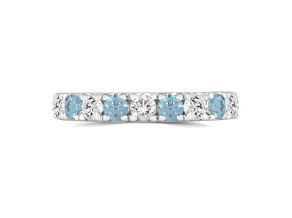 K WHITE GOLD 1.00CT BLUETOPEZ & ROUND DIAMOND LADIES BAND