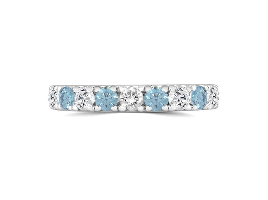 K WHITE GOLD 1.00CT BLUETOPEZ & ROUND DIAMOND LADIES BAND