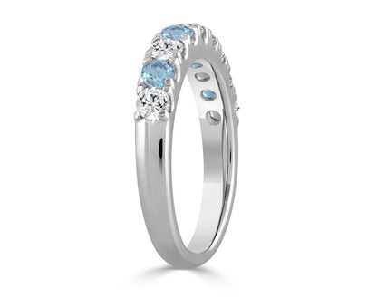 K WHITE GOLD 1.00CT BLUETOPEZ & ROUND DIAMOND LADIES BAND