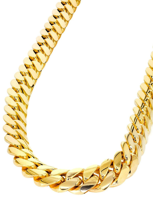 mm Chains – Luxurious & Eye-Catching ● 14MM Cuban Link Chain 14K Yellow Gold semi solid ○ Price: