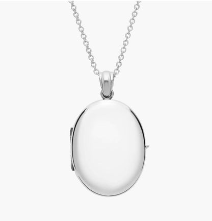 " Oval Locket In 14k white Gold with chain