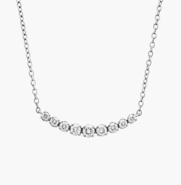 Curved Diamond Bar Necklace In 14kt White Gold (1/3 Ct. Tw.)