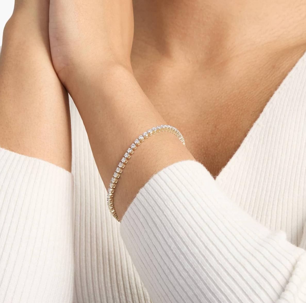 " Four Prong Lab-Grown Diamond Tennis Bracelet In 14K Yellow Gold (3 Ct. Tw. - F-G / VS2-SI1)