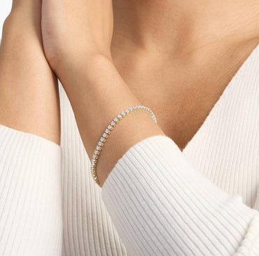 " Four Prong Lab-Grown Diamond Tennis Bracelet In 14K Yellow Gold (3 Ct. Tw. - F-G / VS2-SI1)