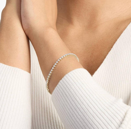 " Four Prong Lab-Grown Diamond Tennis Bracelet In 14K Yellow Gold (3 Ct. Tw. - F-G / VS2-SI1)