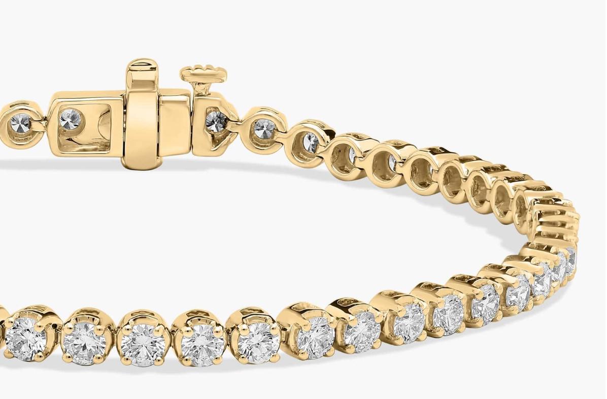 " Four Prong Lab-Grown Diamond Tennis Bracelet In 14K Yellow Gold (3 Ct. Tw. - F-G / VS2-SI1)