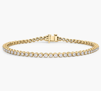 " Four Prong Lab-Grown Diamond Tennis Bracelet In 14K Yellow Gold (2Ct. Tw. - F-G / VS2-SI1)