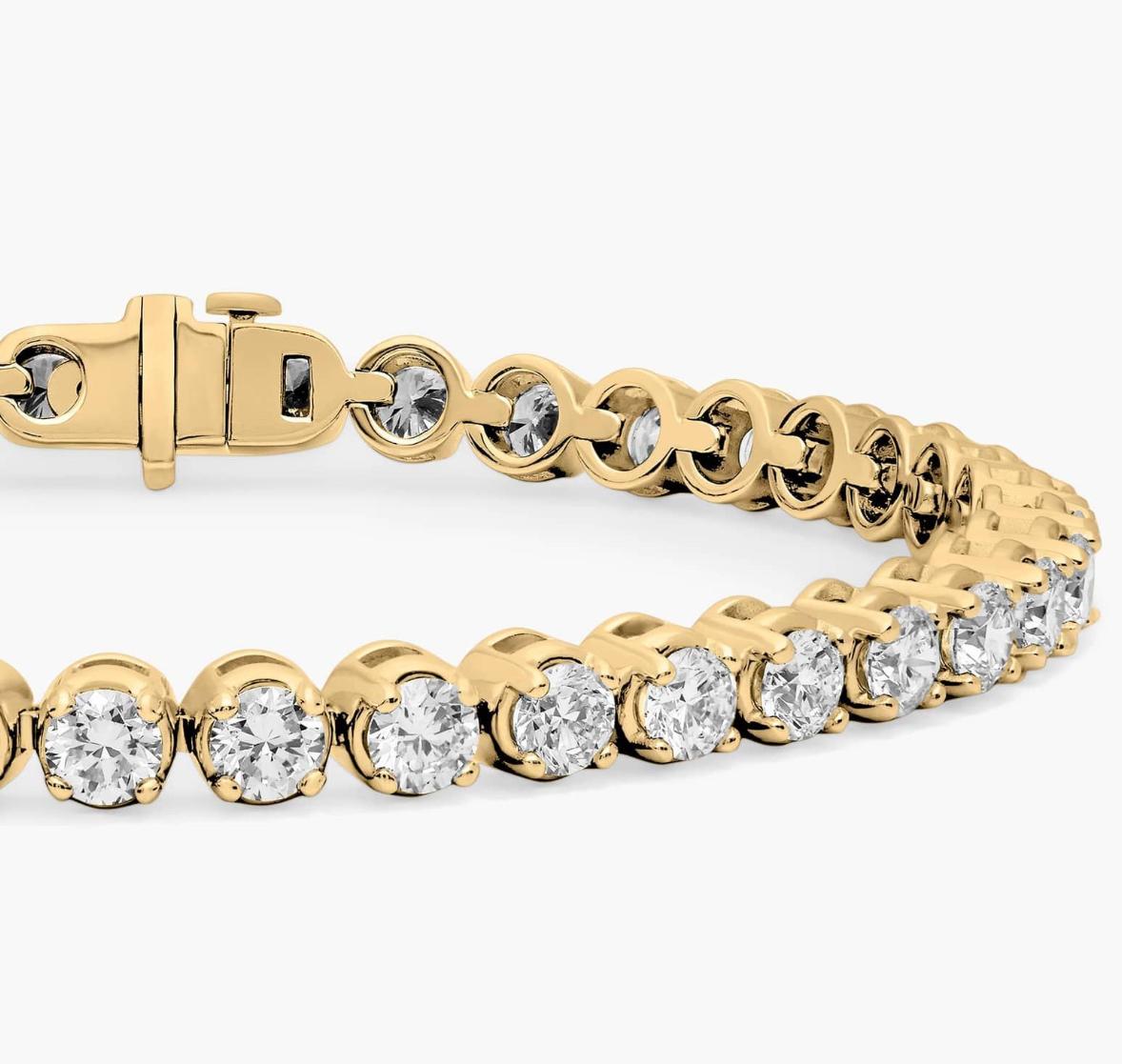 " Four Prong Lab-Grown Diamond Tennis Bracelet In 14K Yellow Gold (2Ct. Tw. - F-G / VS2-SI1)