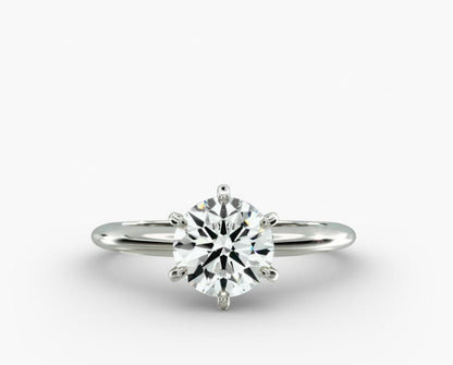 Classic Six-Prong Solitaire 1.00 ct Engagement Ring In 14K White Gold with round cut