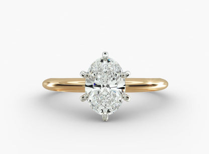 Classic Six-Prong Solitaire 1.00 ct natural Engagement Ring In 14K Yellow Gold Oval shape.