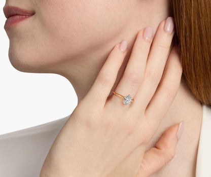Classic Six-Prong Solitaire 1.00 ct natural Engagement Ring In 14K Yellow Gold Oval shape.