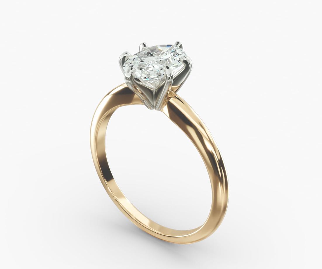 Classic Six-Prong Solitaire 1.00 ct natural Engagement Ring In 14K Yellow Gold Oval shape.