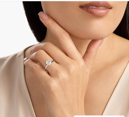 Classic Six-Prong Solitaire 1.00 ct Engagement Ring In 14K White Gold with round cut