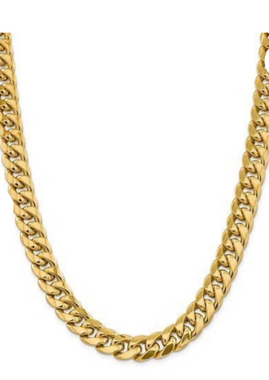mm Chains – Luxurious & Eye-Catching ● 14MM Cuban Link Chain 14K Yellow Gold semi solid ○ Price: