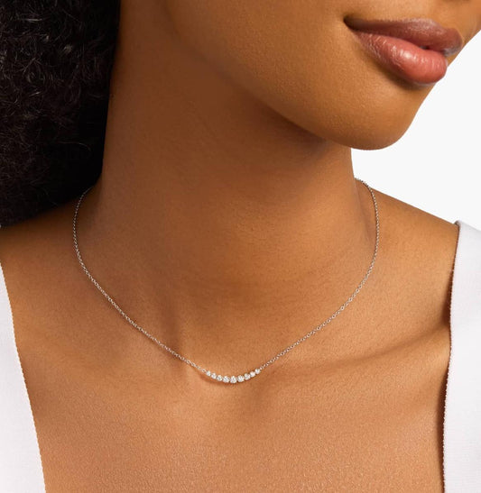 Curved Diamond Bar Necklace In 14kt White Gold (1/3 Ct. Tw.)