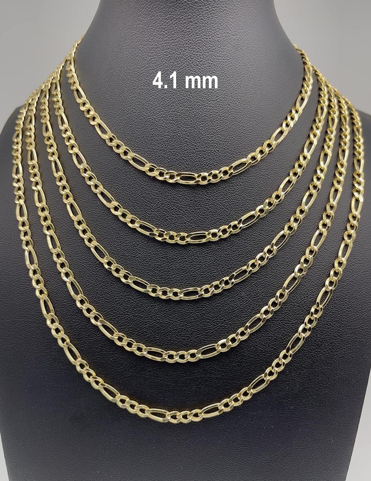 Cut Cuban Link Figaro Necklace For Men - Yellow /White Gold Pendant Necklace For Women with Lobster Clasp 16" 18" 20" 22" 24" 26" 28"