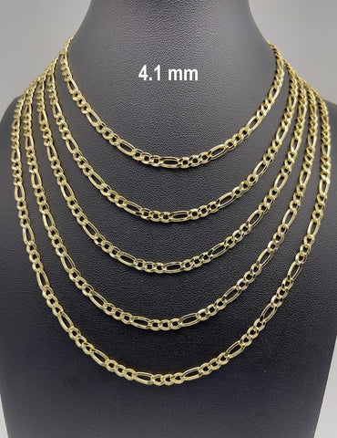 Cut Cuban Link Figaro Necklace For Men - Yellow /White Gold Pendant Necklace For Women with Lobster Clasp 16" 18" 20" 22" 24" 26" 28"
