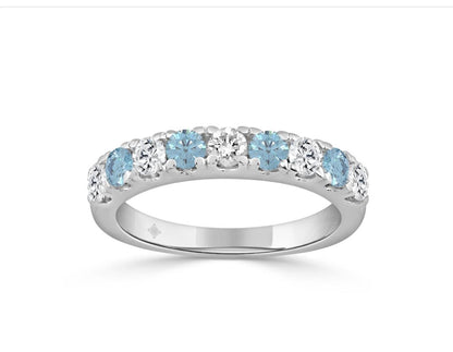 K WHITE GOLD 1.00CT BLUETOPEZ & ROUND DIAMOND LADIES BAND