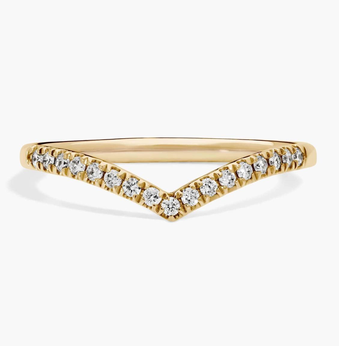 Diamond Chevron Stackable Fashion Ring In 14k Yellow Gold (1/10 Ct. Tw.)
