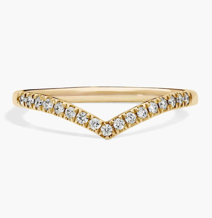 Diamond Chevron Stackable Fashion Ring In 14k Yellow Gold (1/10 Ct. Tw.)