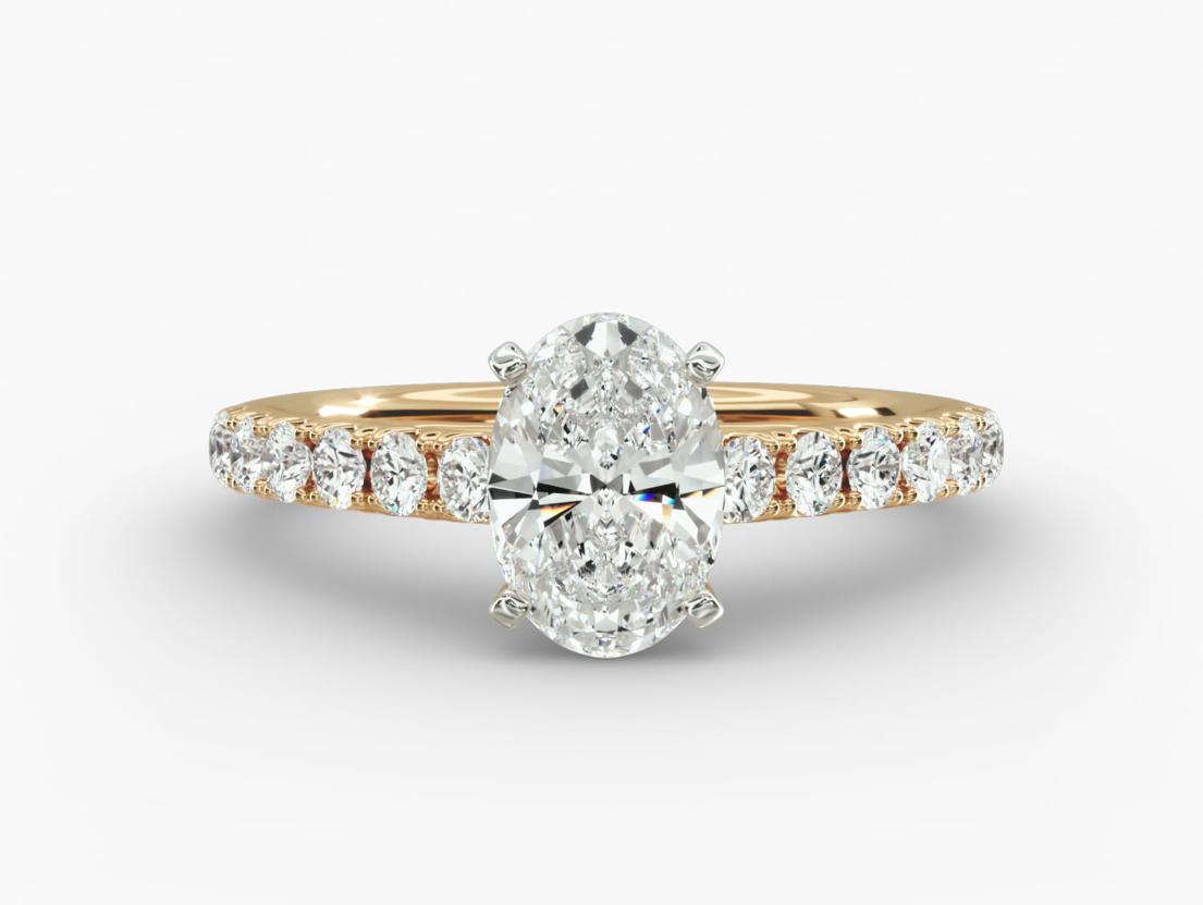 Diamond Engagement Ring In Oval shape 14KT Yellow Gold (1/2 Ct. Tw.)