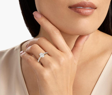 Diamond Engagement Ring In Oval shape 14KT Yellow Gold (1/2 Ct. Tw.)