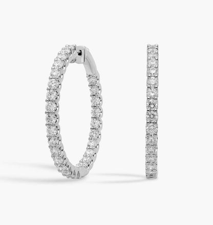 Diamond Inside Out Hoop Earrings In 10kt White Gold (2 Ct. Tw.)- G/SI