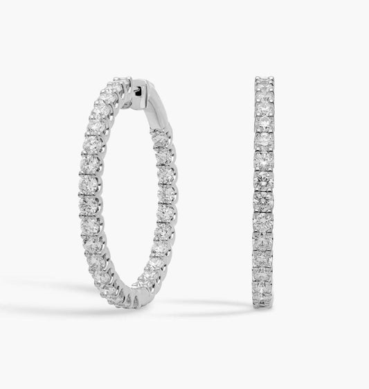 Diamond Inside Out Hoop Earrings In 10kt White Gold (2 Ct. Tw.)- G/SI
