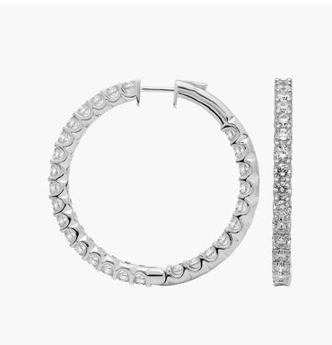 Diamond Inside Out Hoop Earrings In 10kt White Gold (2 Ct. Tw.)- G/SI
