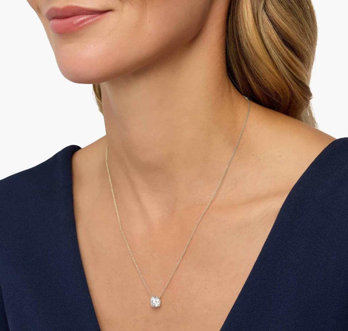 Four Prong Basket Solitaire Lab Grown Diamond Pendant In 14K Yellow Gold (2 Ct. Tw. - F-G / VS2-SI1)