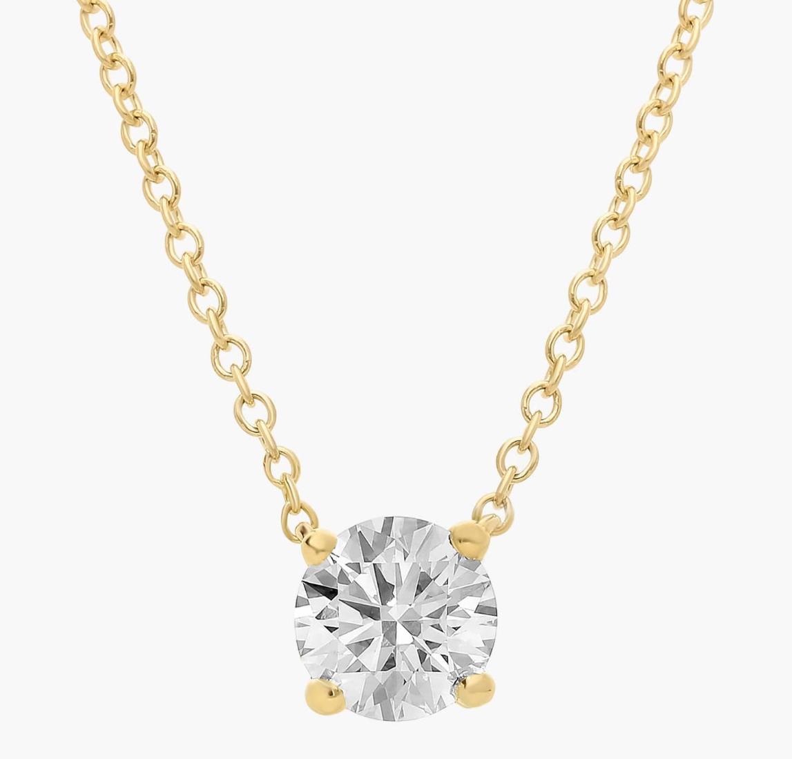 Four Prong Basket Solitaire Lab Grown Diamond Pendant In 14K Yellow Gold (2 Ct. Tw. - F-G / VS2-SI1)