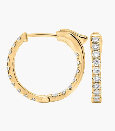 Inside Out Round Hoops, 1/2 Inch Diameter In 14K Yellow Gold (1/2 Ct. Tw. - H-I / SI1-SI2) Natural diamonds Price for 0.25 CT