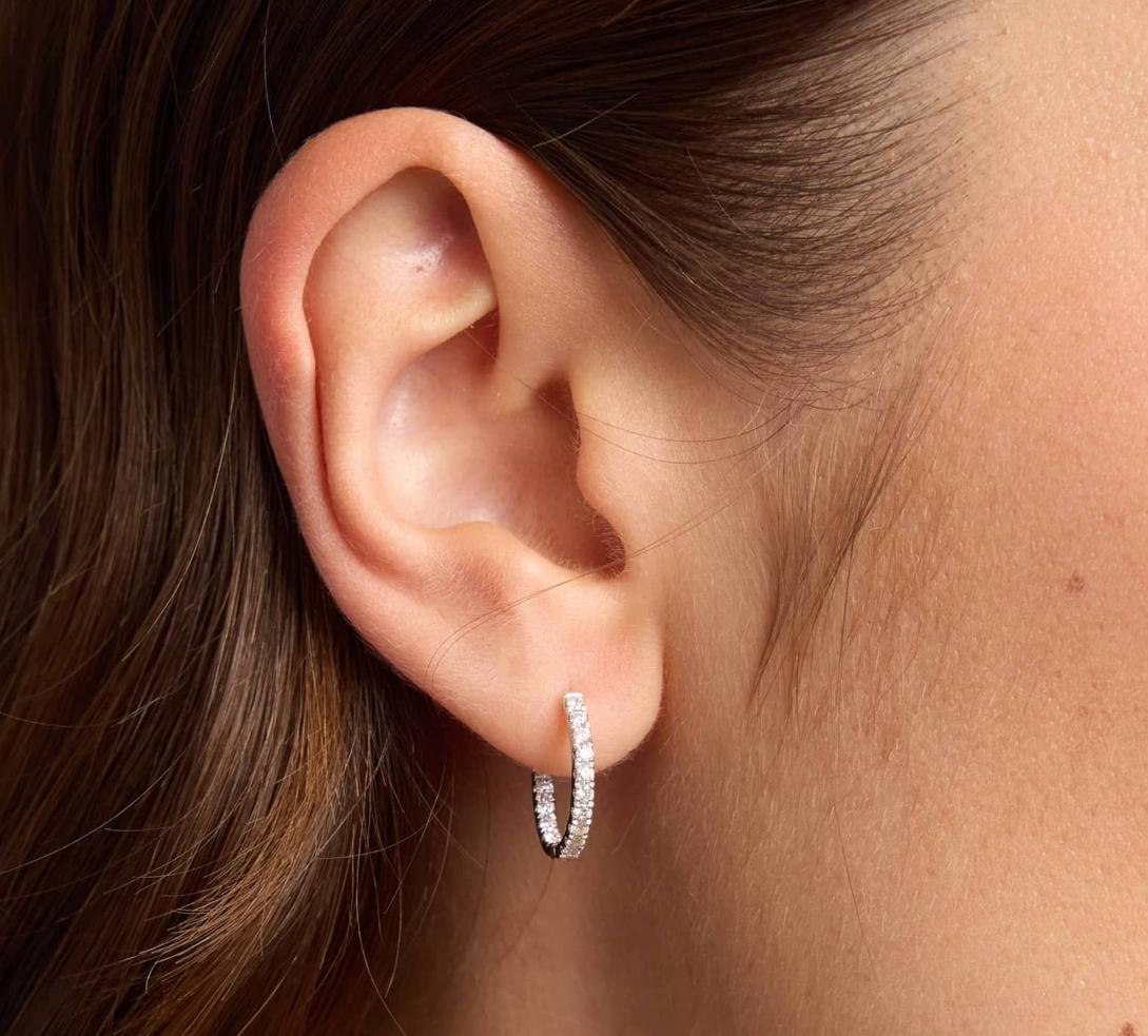 Inside Out Round Hoops, 1/2 Inch Diameter In 14K white gold Gold (1/2 Ct. Tw. - H-I / SI1-SI2) Natural Price for 0.25 ct